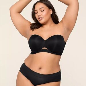 Cacique Black Comfort Bliss Lightly Lined Multi-Way Strapless Bra 42G *NO STRAPS